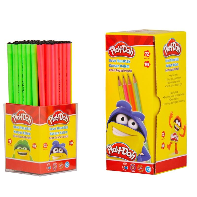 Play-Doh Neon Yuvarlak Kurşun Kalem 72'li Stand