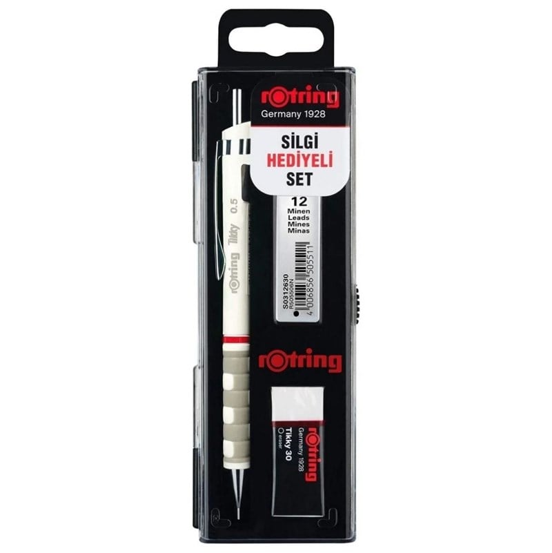 Rotring Tikky Versatil Beyaz Kalem 0.5+Min+Silgi Hediye