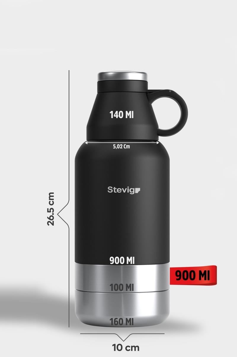 STEVIG Matara Çelik 900ml 4 Multicup Siyah