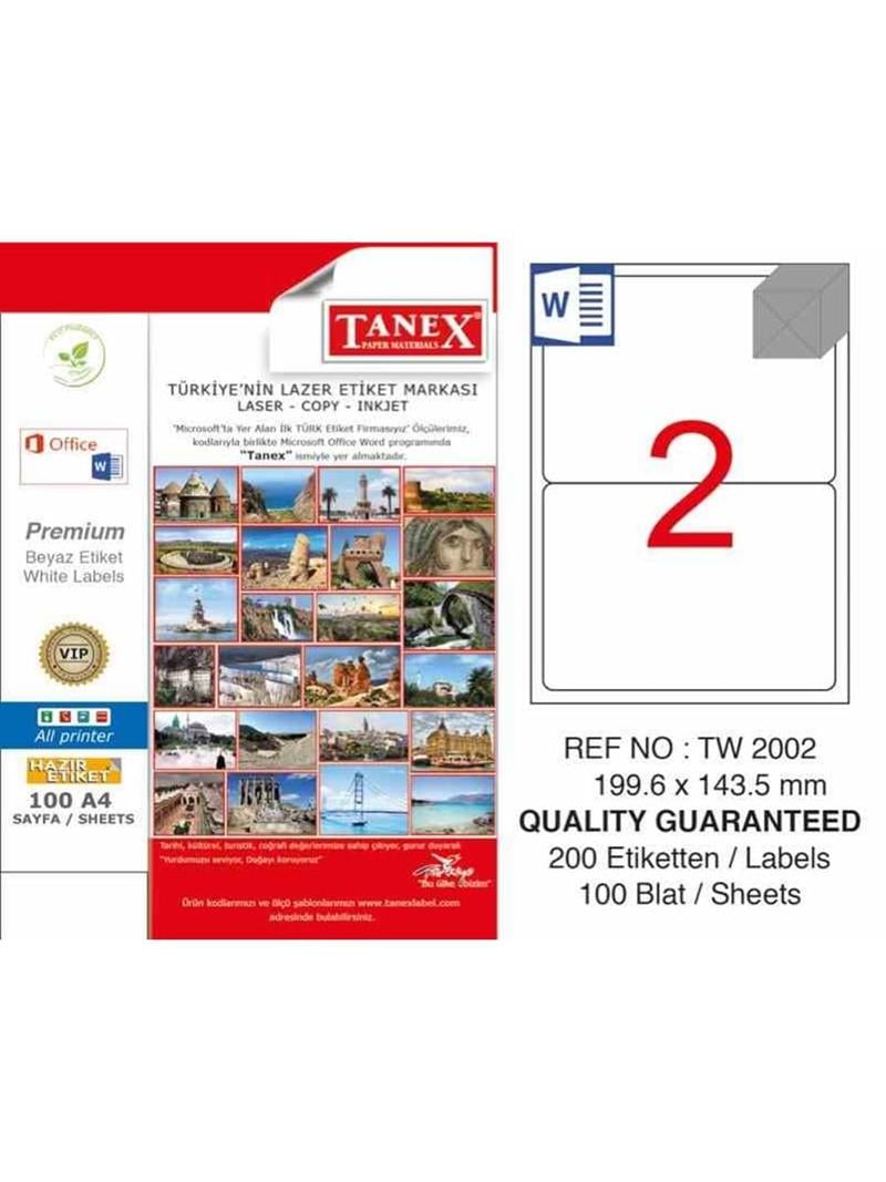 Tanex Laser Etiket Tw-2002 199,6x143,5 Mm 100 Adet