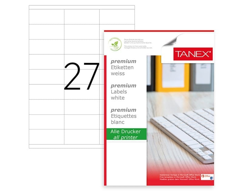 Tanex Laser Etiket Tw-2027 70x32,125 Mm 100 Adet
