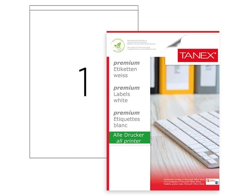 Tanex Laser Etiket Tw-2294 210x294,86 Mm 100 Adet