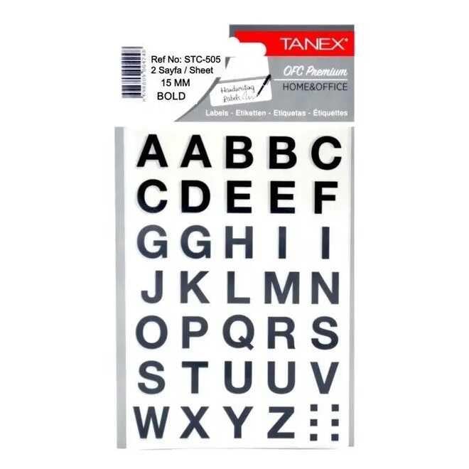 Tanex Stc Harf Etiketi 505 15mm Bold 2 Adet