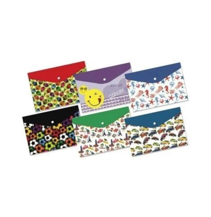 Ticon Çıtçıtlı Dosya Desenli Zarf Yatay 12'li Paket
