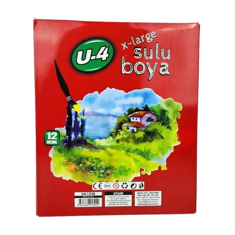 U-4 Sulu Boya 12 Renk X-Large X 1 Adet