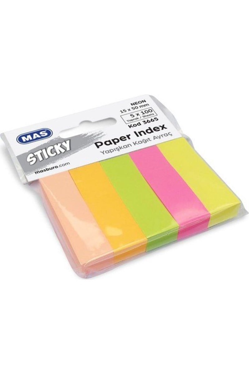 Yapışkanlı Kağıt Ayraç- 15x50 Neon 100 Syf 5 Renk [3665]