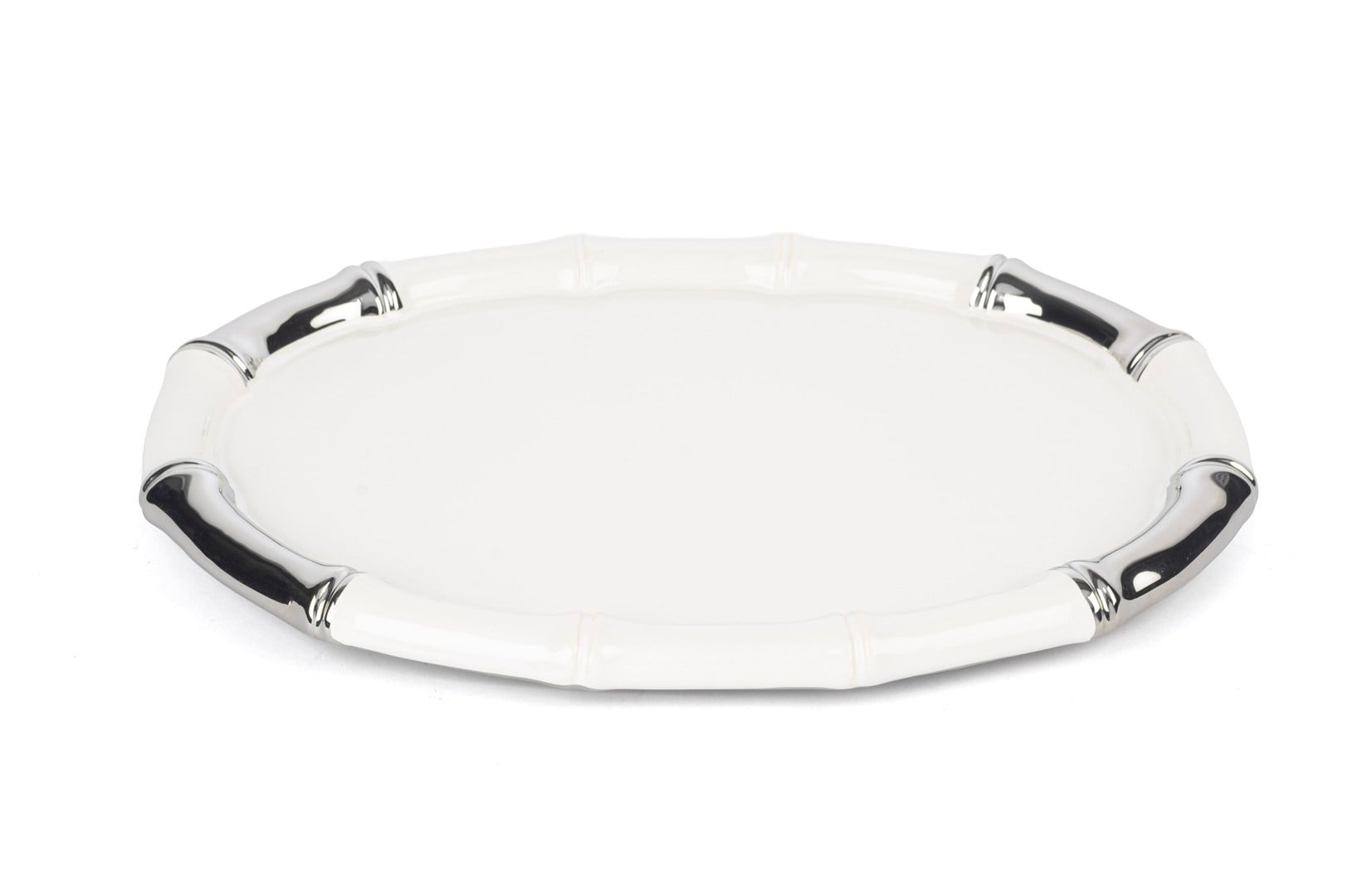 Bambu Gümüş Beyaz Oval Servis