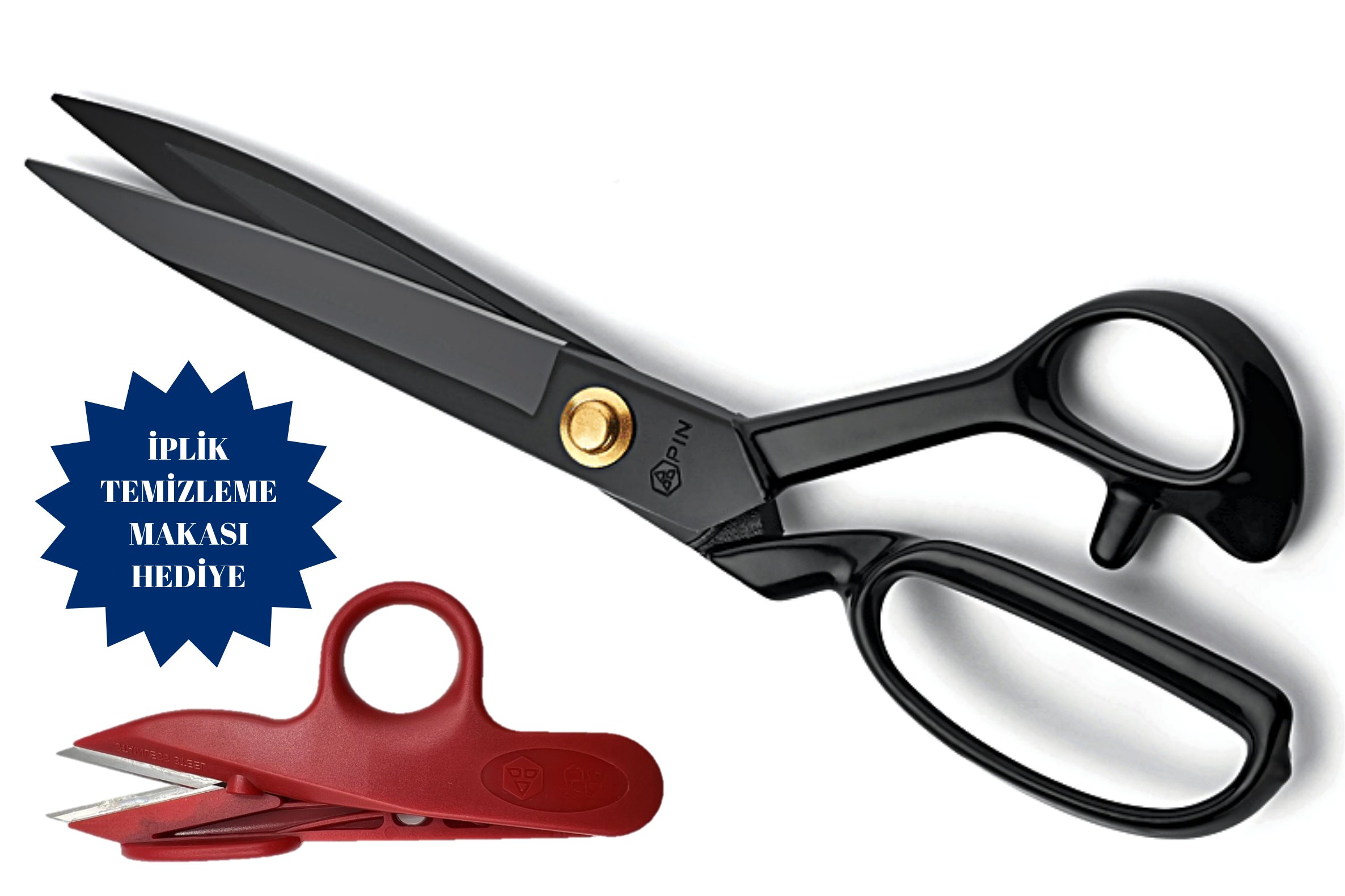 Pin-1104 Somunlu Kumaş Kesim Makası 10″ (26 cm) – Siyah Sap ile Profesyonel Kesim