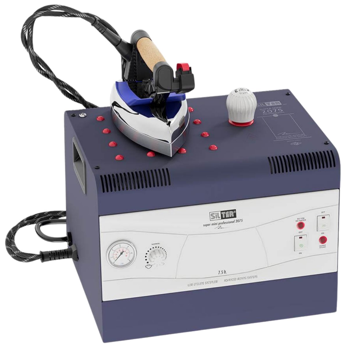 SilterSilter SPR/MN 2075 Profesyonel Buhar Kazanlı Ütü 7,5 LT - Super MiniSPR/MN 2075Silter SPR/MN 2005 E Super Mini – 5 LT Profesyonel Buharlı Kazanlı Ütü (3,5 bar)