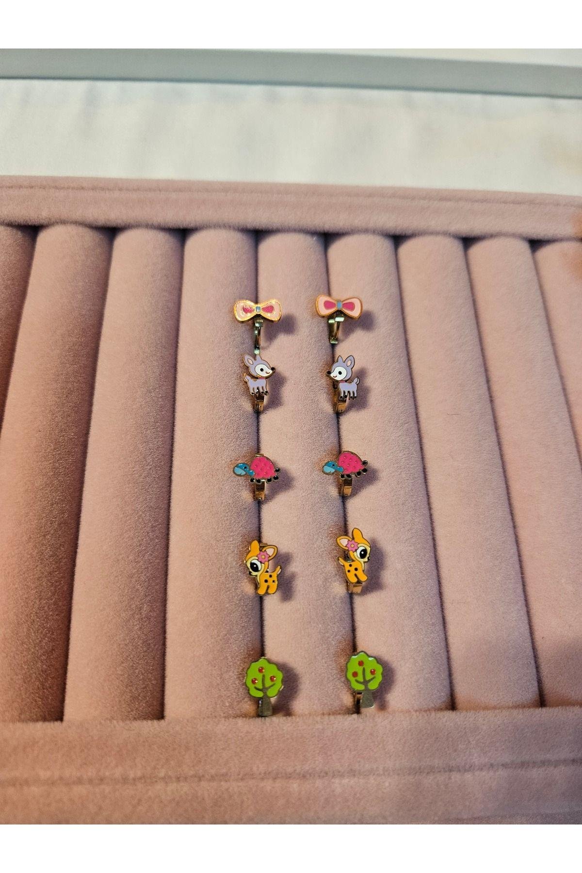 Çelik Kararmaz Halka Mor Tilki Çocuk Küpesi