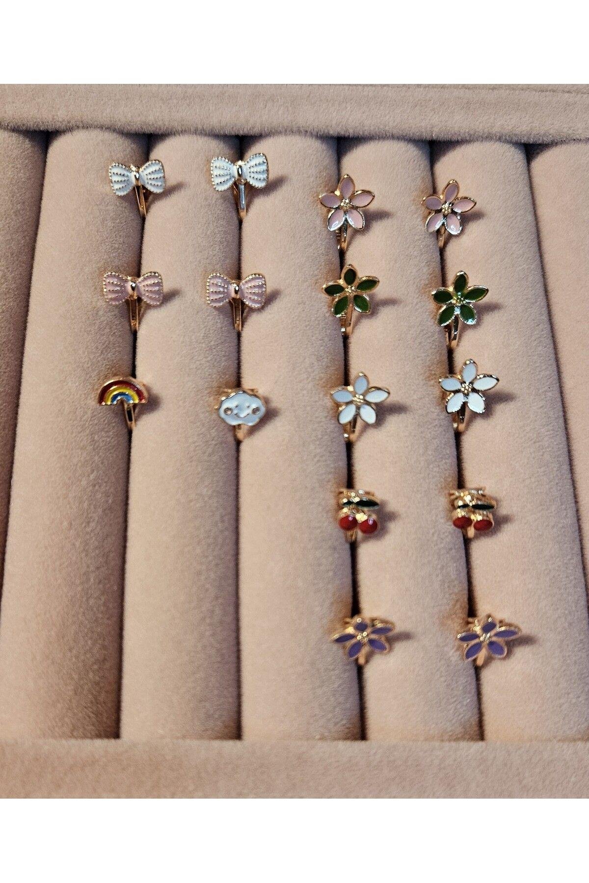 Mıknatıslı Beyaz Kurdela Çocuk Küpe