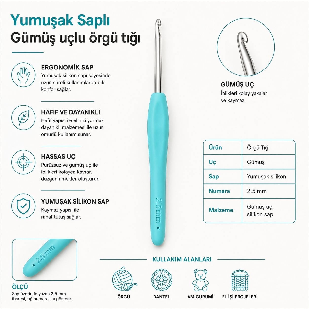 Yumuşak Saplı Örgü Tığı 2.5 mm