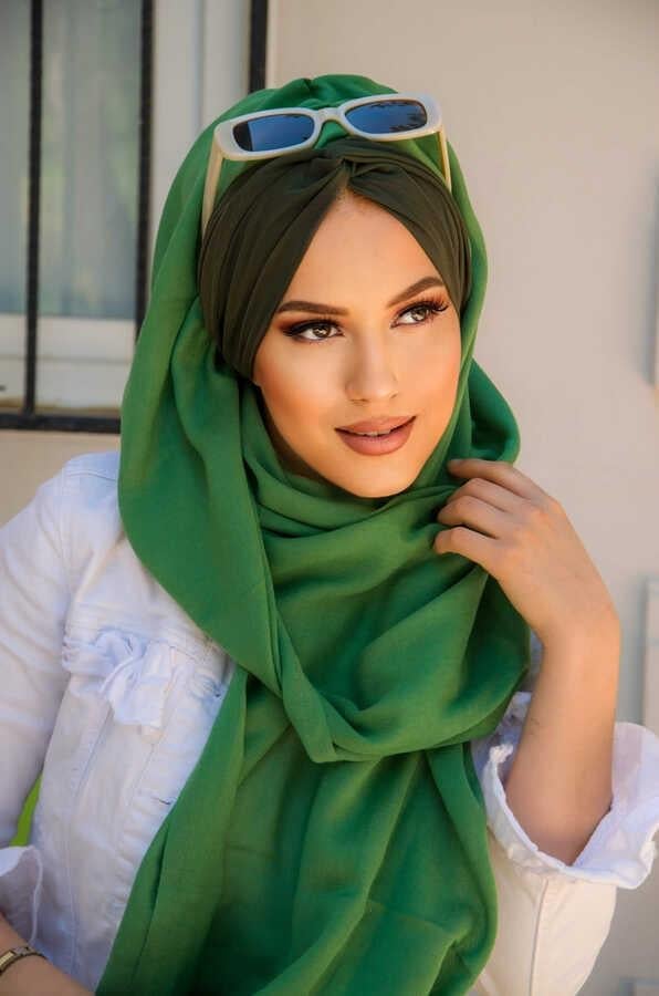 Bahar Yeşili Haki Burgu Hazır  Şal