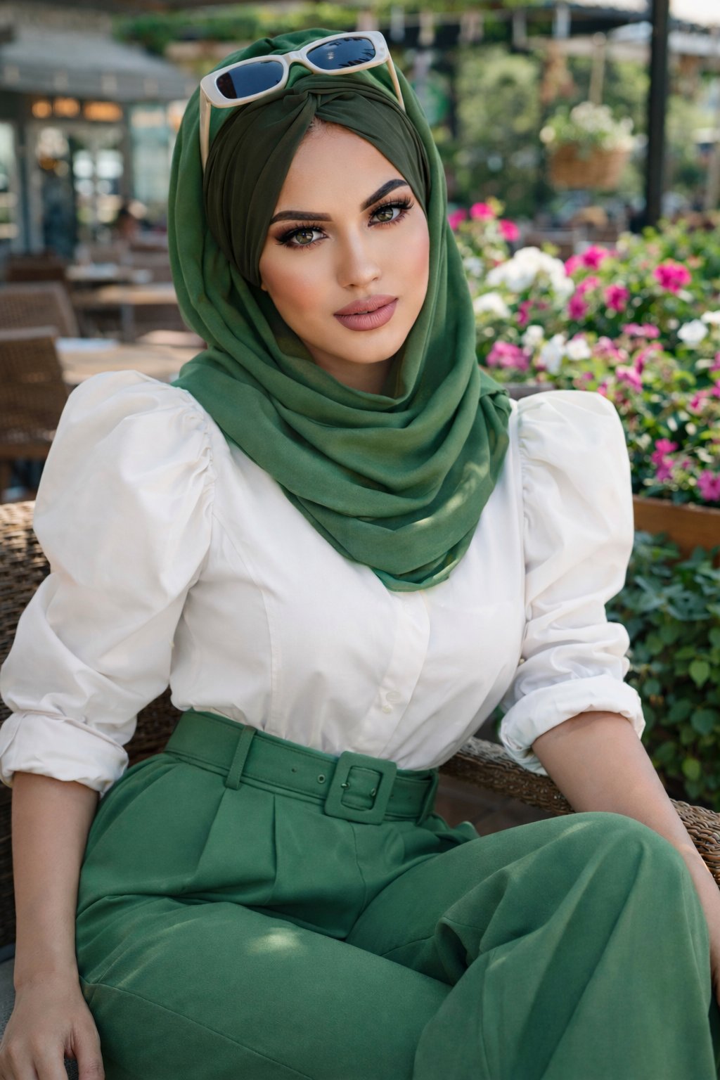 Bahar Yeşili Haki Burgu Hazır  Şal