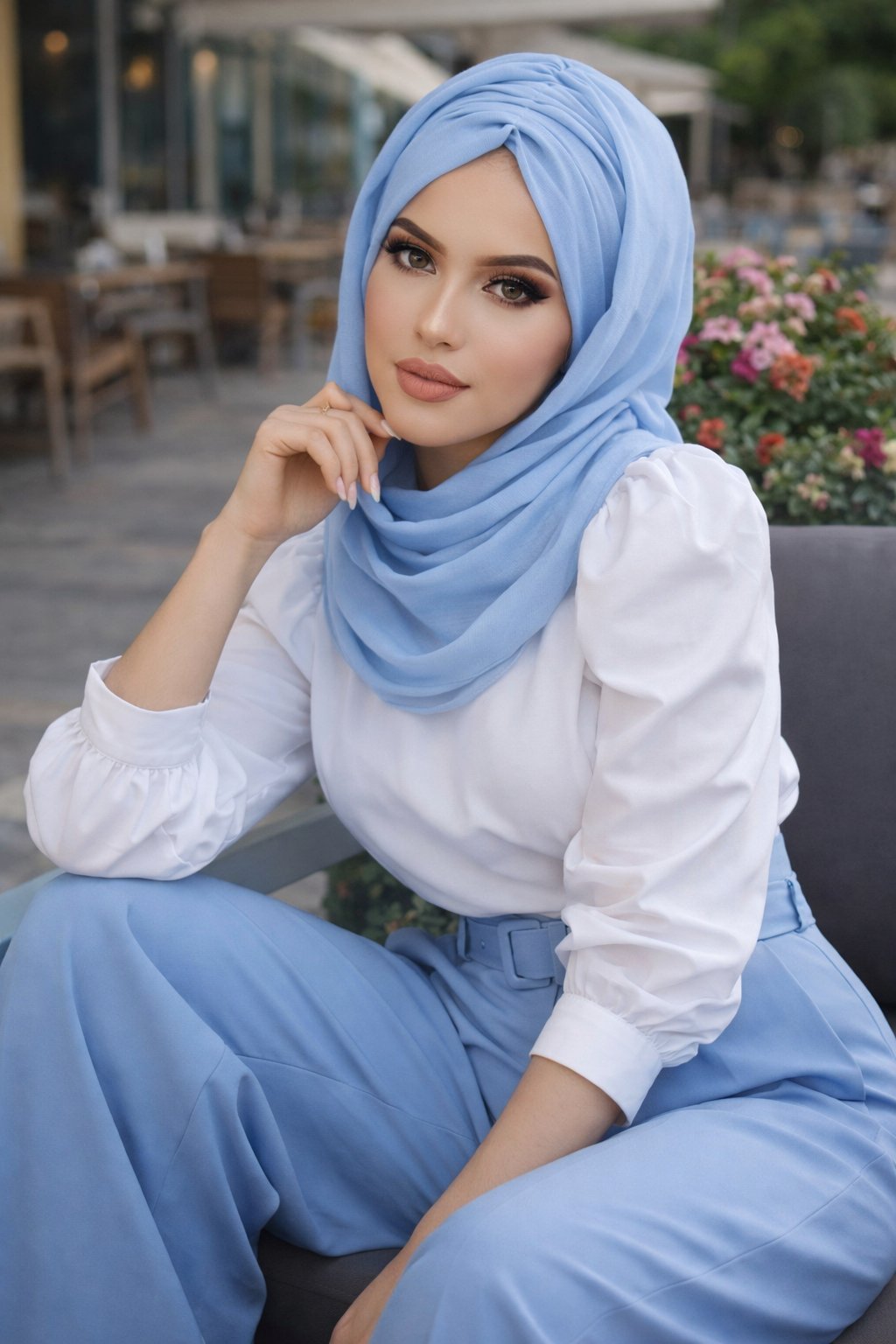 Bebe Mavi Büzgülü Hazır Şal