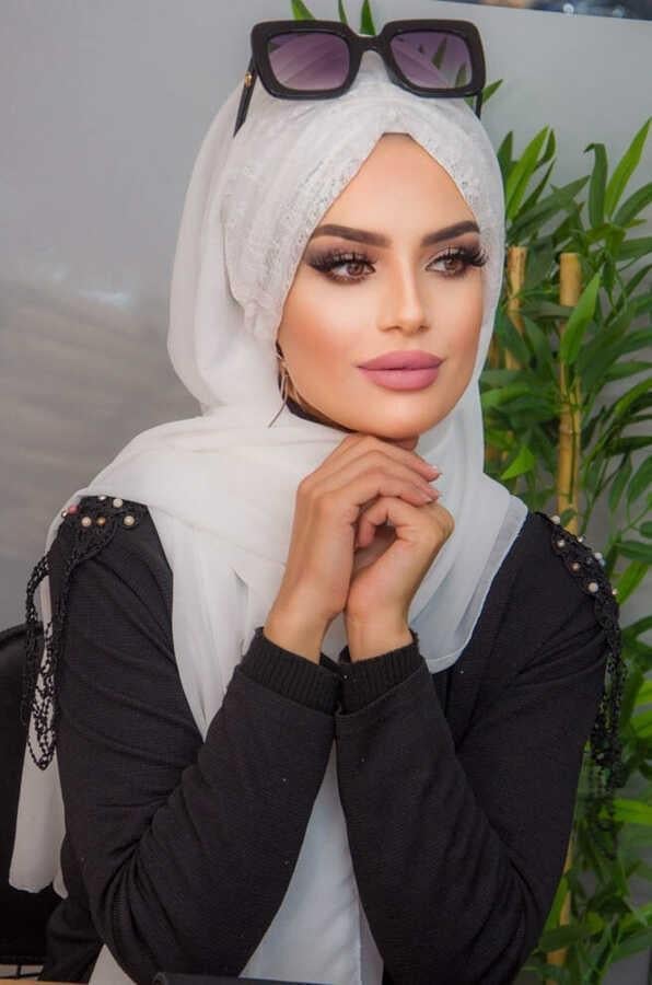 Beyaz Dantelli Hazır Şifon Şal