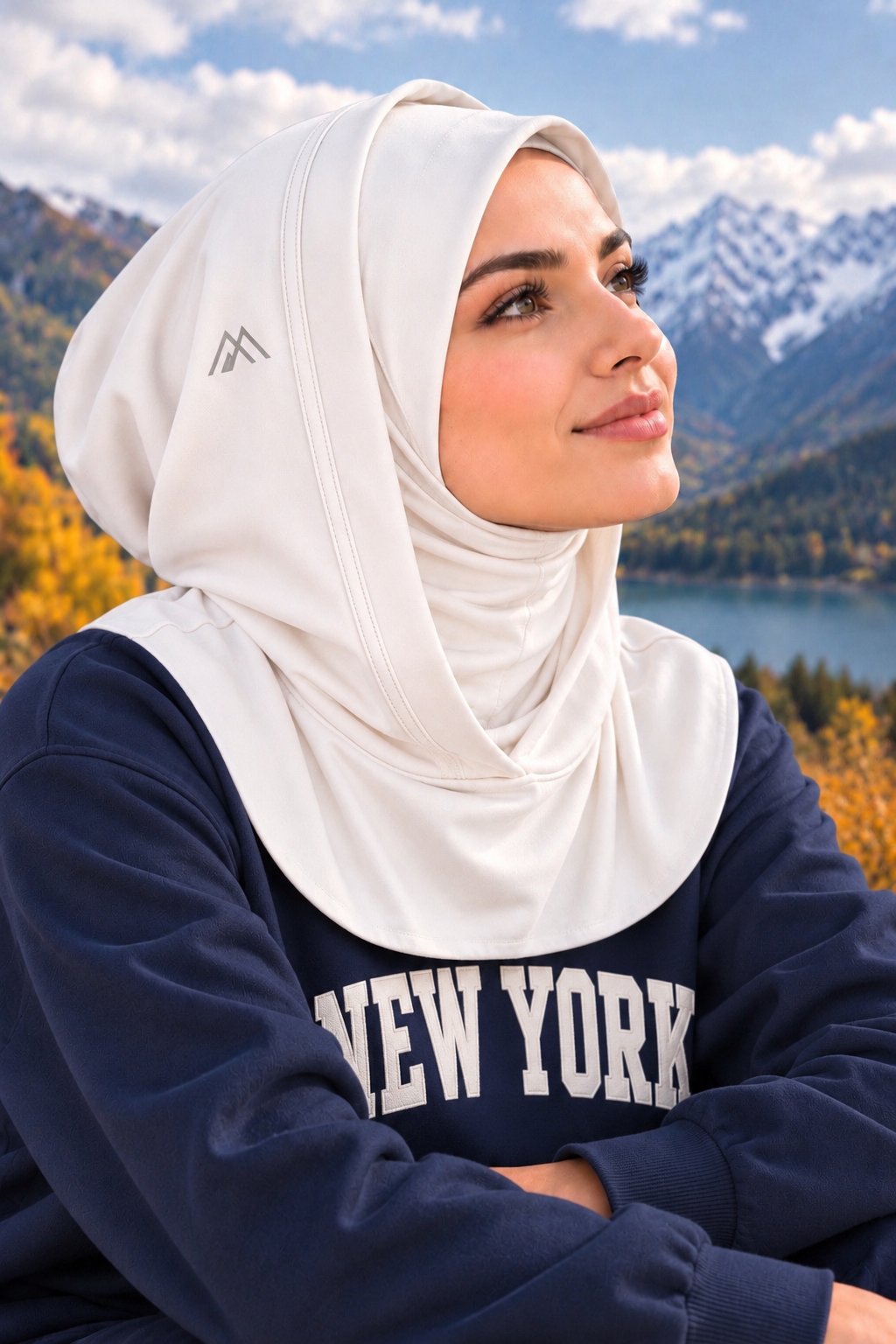 Beyaz Kapüşonlu Pratik Bone Eşarp – Şık, Rahat ve Konforlu