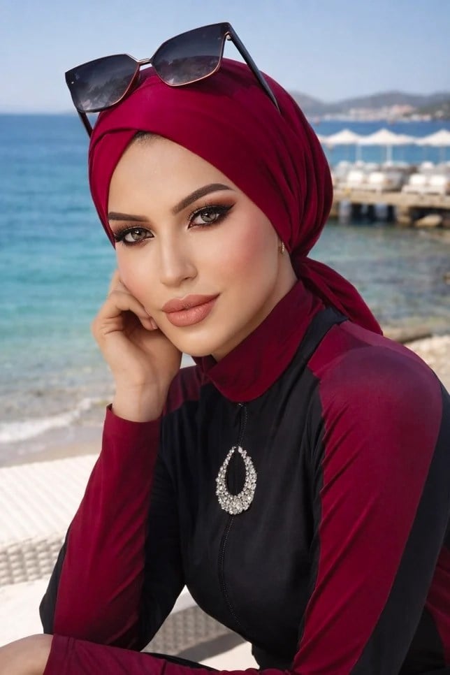 Bordo Çapraz Deniz - Havuz Deniz Bonesi
