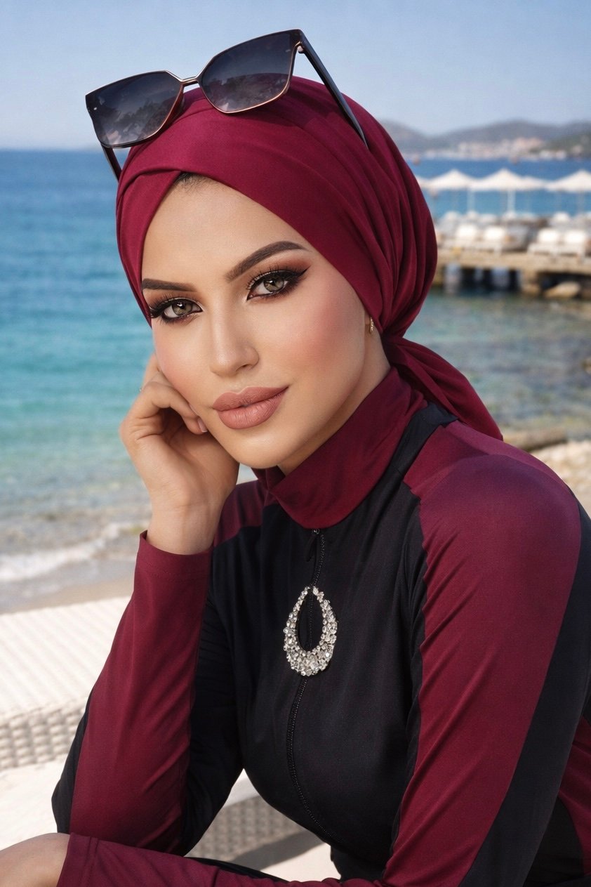 Bordo Çapraz Deniz - Havuz Deniz Bonesi