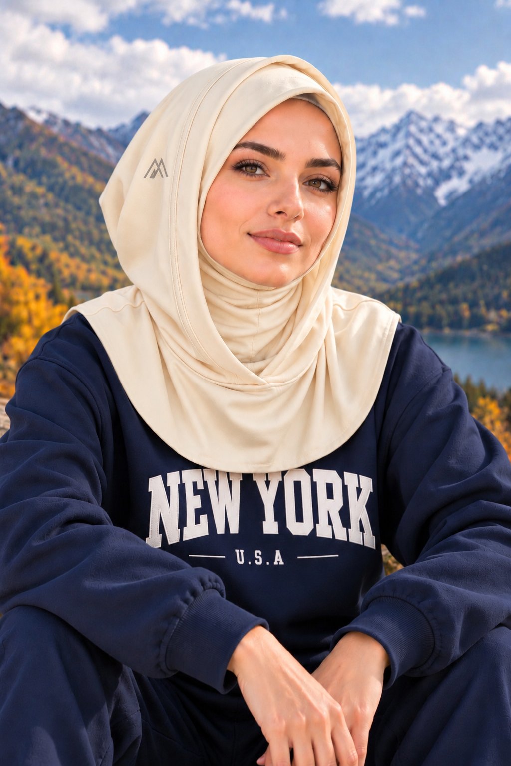 Ekru Kapüşonlu Pratik Bone Eşarp – Şık, Rahat ve Konforlu