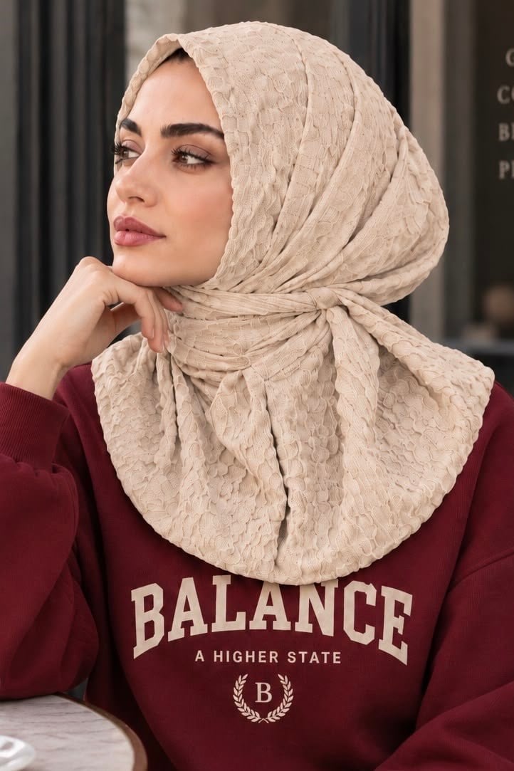 Ekru Spor Tesettür Bone - Günlük ve Antrenman , Deniz ve Havuz Kullanımına Uygun Hazır Eşarp Bone- Athletic Hijab