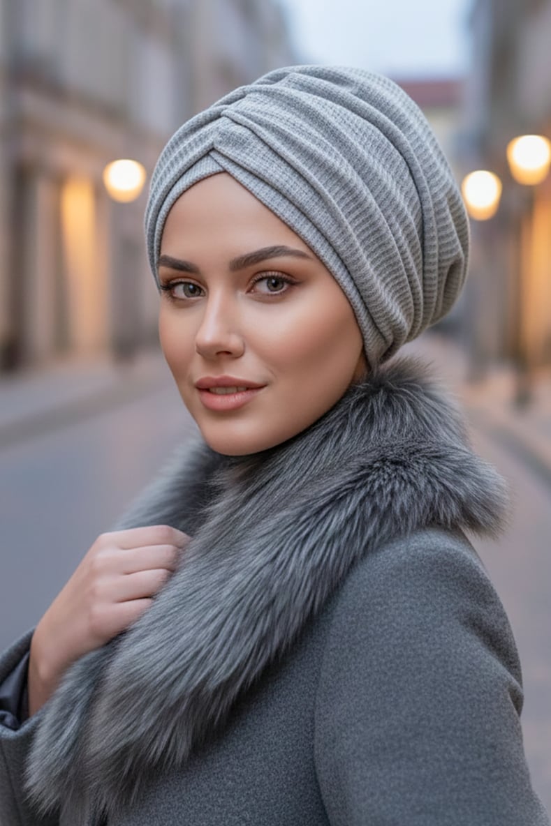 Gold Simli Çağla Abiye Hazır Türban Bone