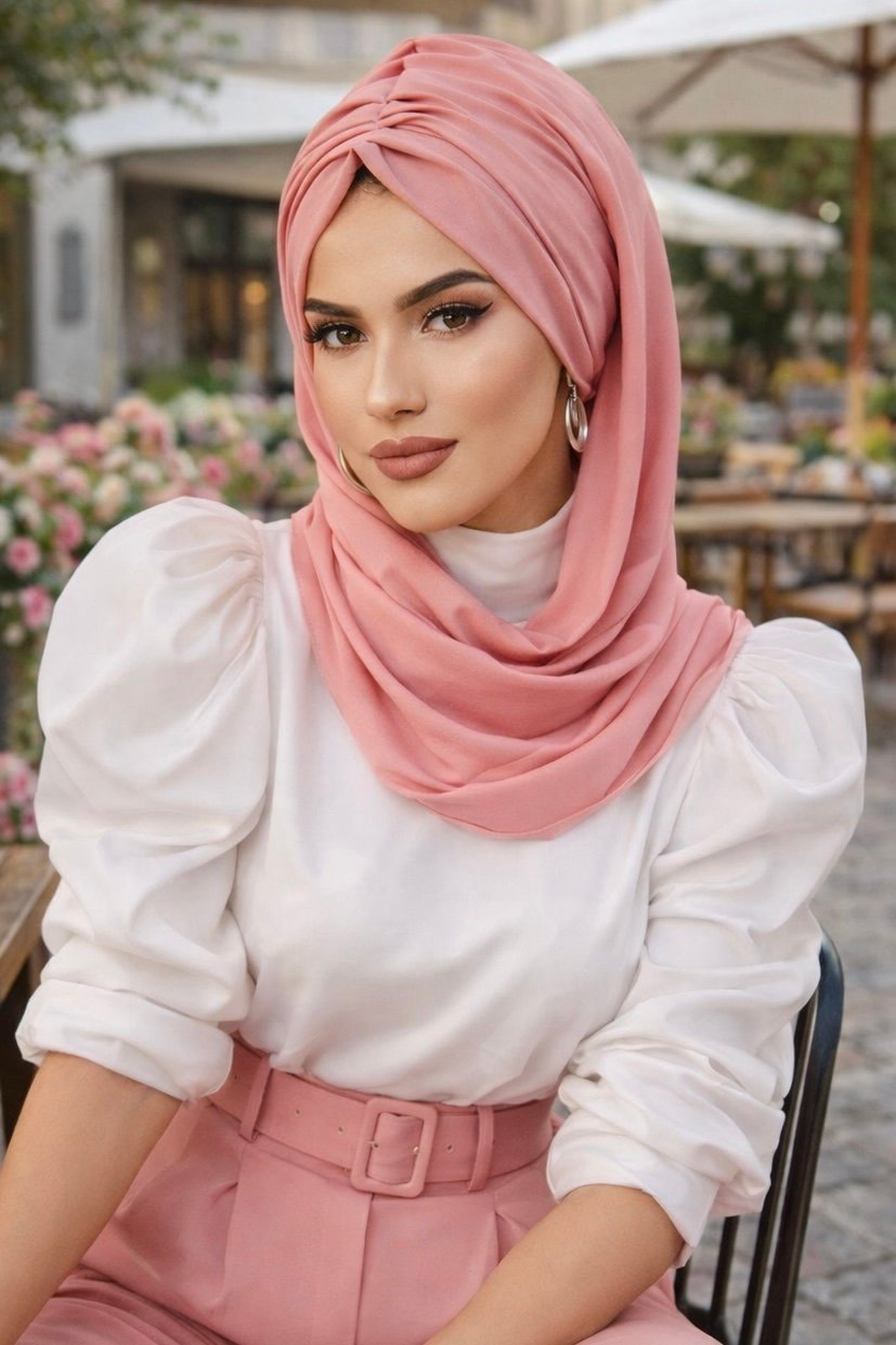 Gülpembe Büzgülü Hazır Şal