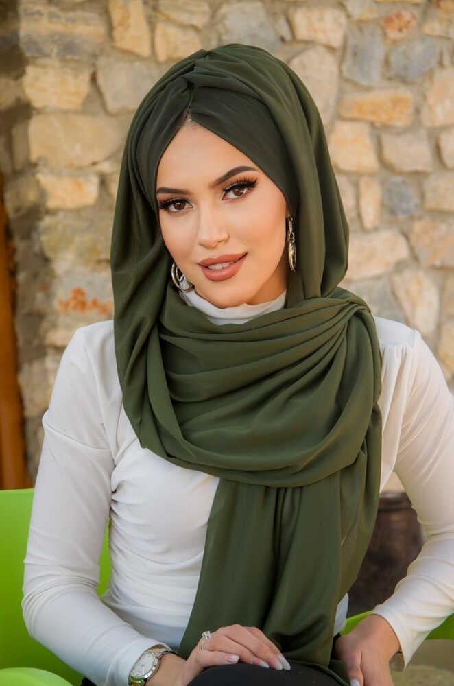 Haki Burgu Burgu Hazır Şal