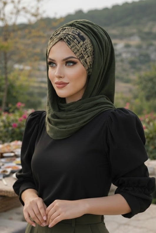 Haki Yazı Desen Hazır Şal