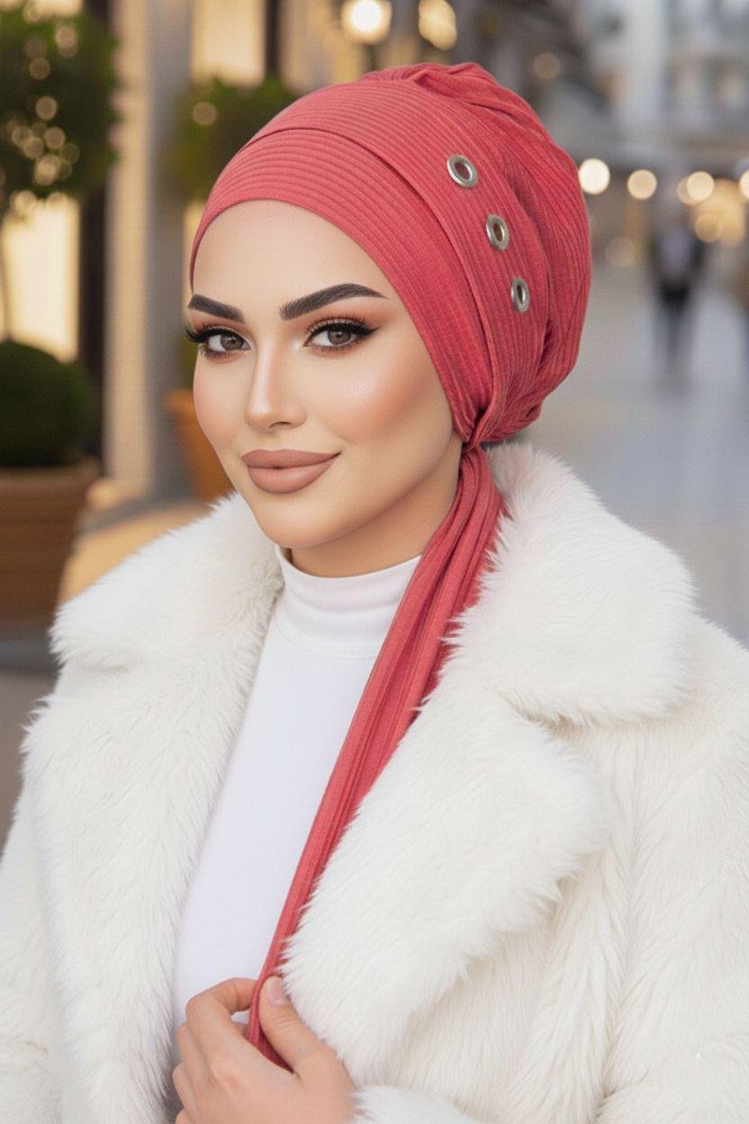 Karamel Toka Detaylı Atkılı Bone