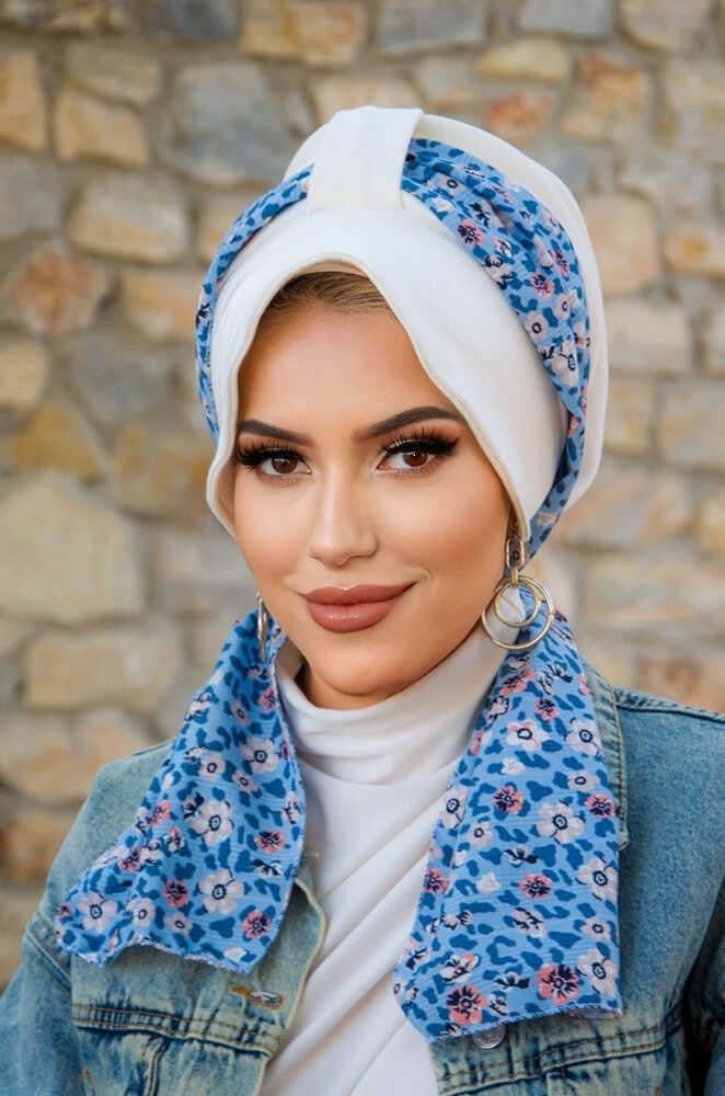 Kırık Beyaz Çiçekli Şapka Bone