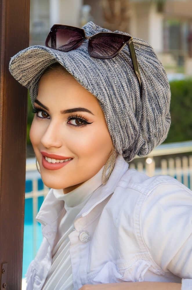 Kot Desen Tesettür Şapka Bone