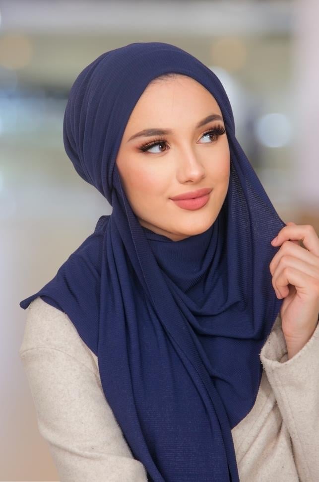 Lacivert Kelebek Bone Şal