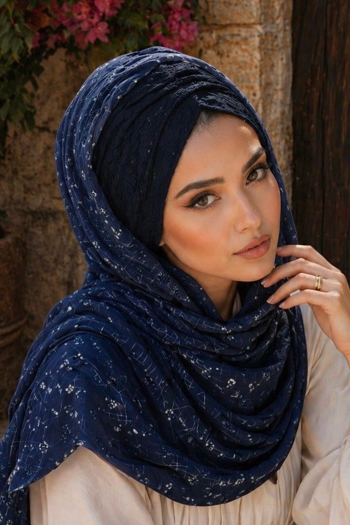 Lacivert Koton Hazır Bandana Şal
