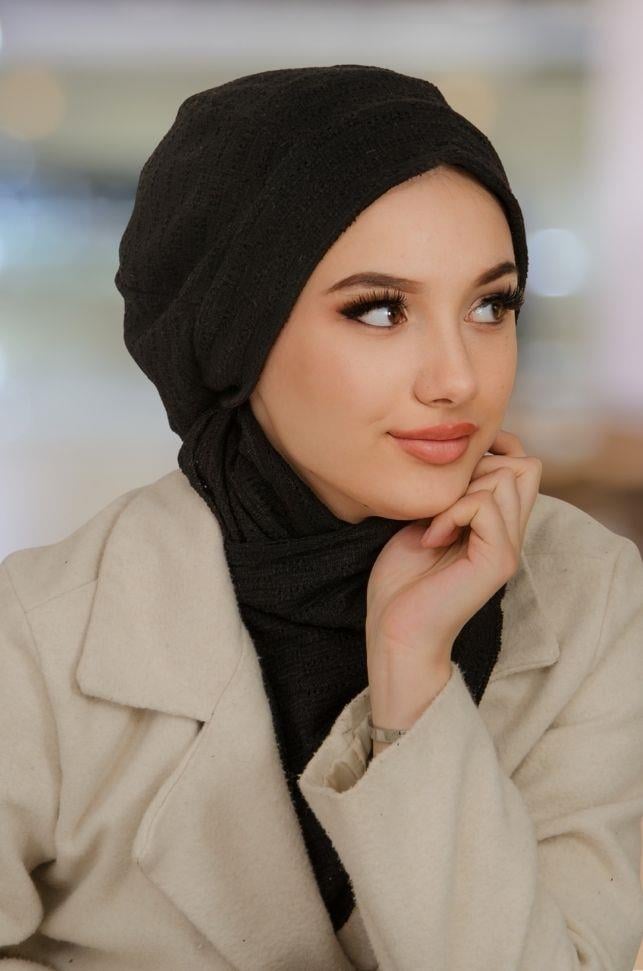 Lacivert Triko Tesettür Bere