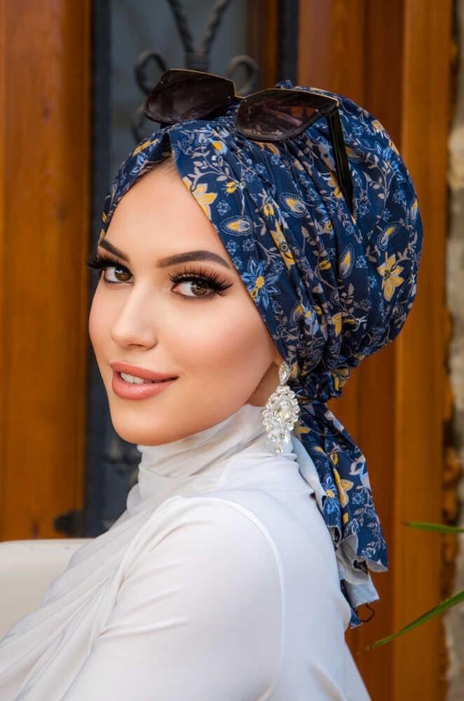 Lacivert Vizon Penye Tokalı Bone