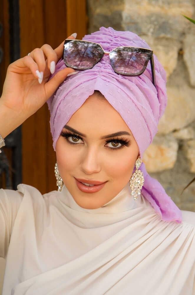 Lila Ponpon Tokalı Bone