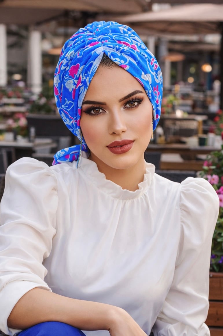 Mavi Desenli Tokalı Bone