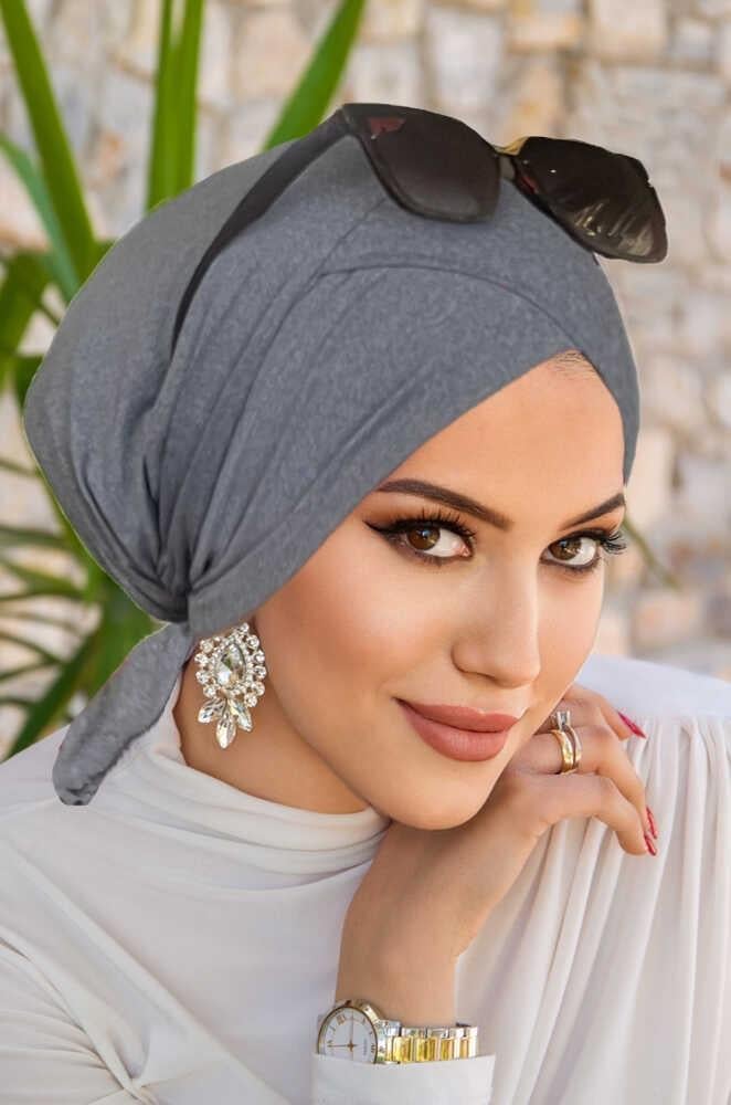 Mavi Gri Melanj Spor Çapraz Bone