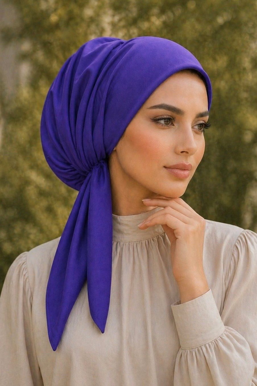 Mor Hazır Eşarp Bone