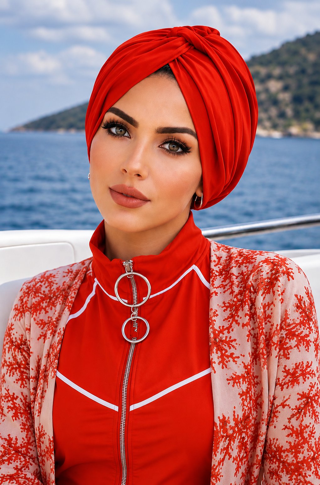 Nar Çiçeği Burgu Model Hazır Deniz - Havuz Bonesi