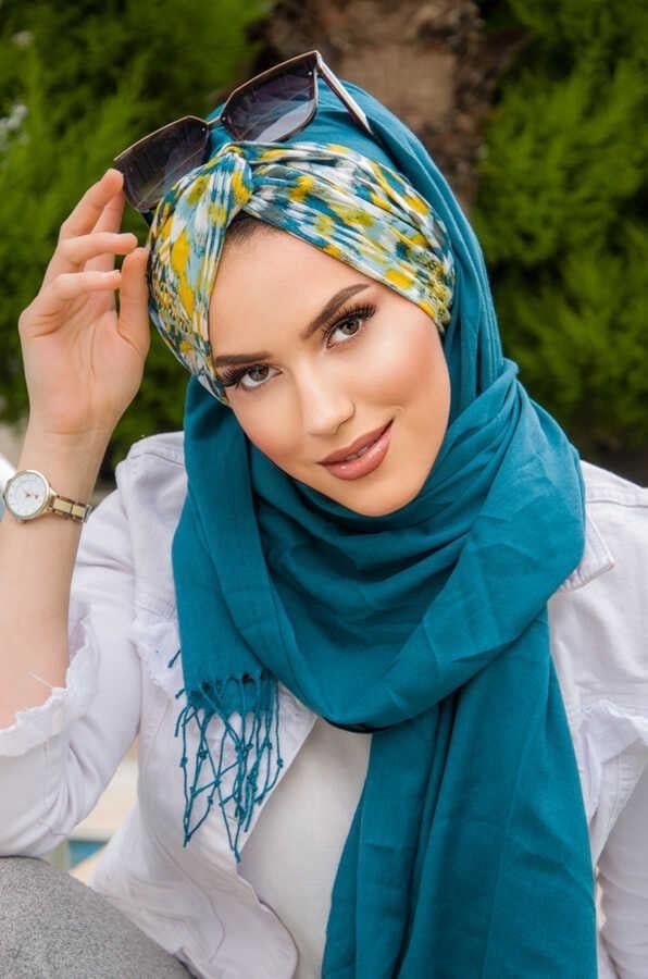 Petrol Yeşili Burgu Hazır Şal