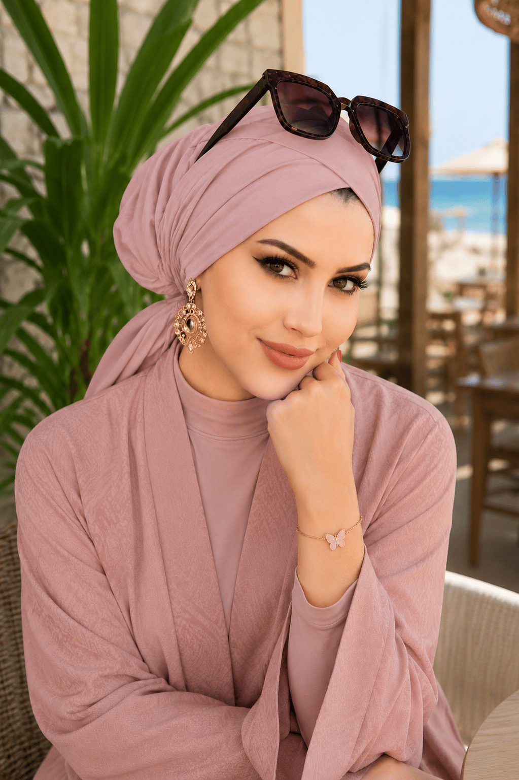 Pudra Çapraz Bone / Deniz - Havuz Bonesi
