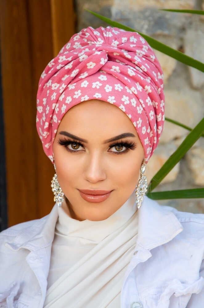 Pudra Çiçek Desen Burgu Detaylı Bone