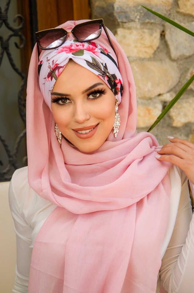 Pudra Çiçek Desen Hazır Şal