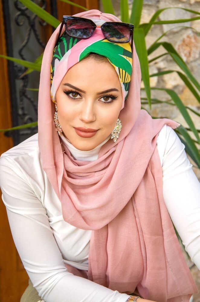 Pudra Desenli Bone Hazır Şal