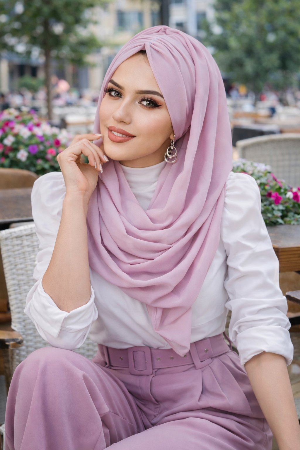 Pudra Pembe Büzgülü Hazır Şal