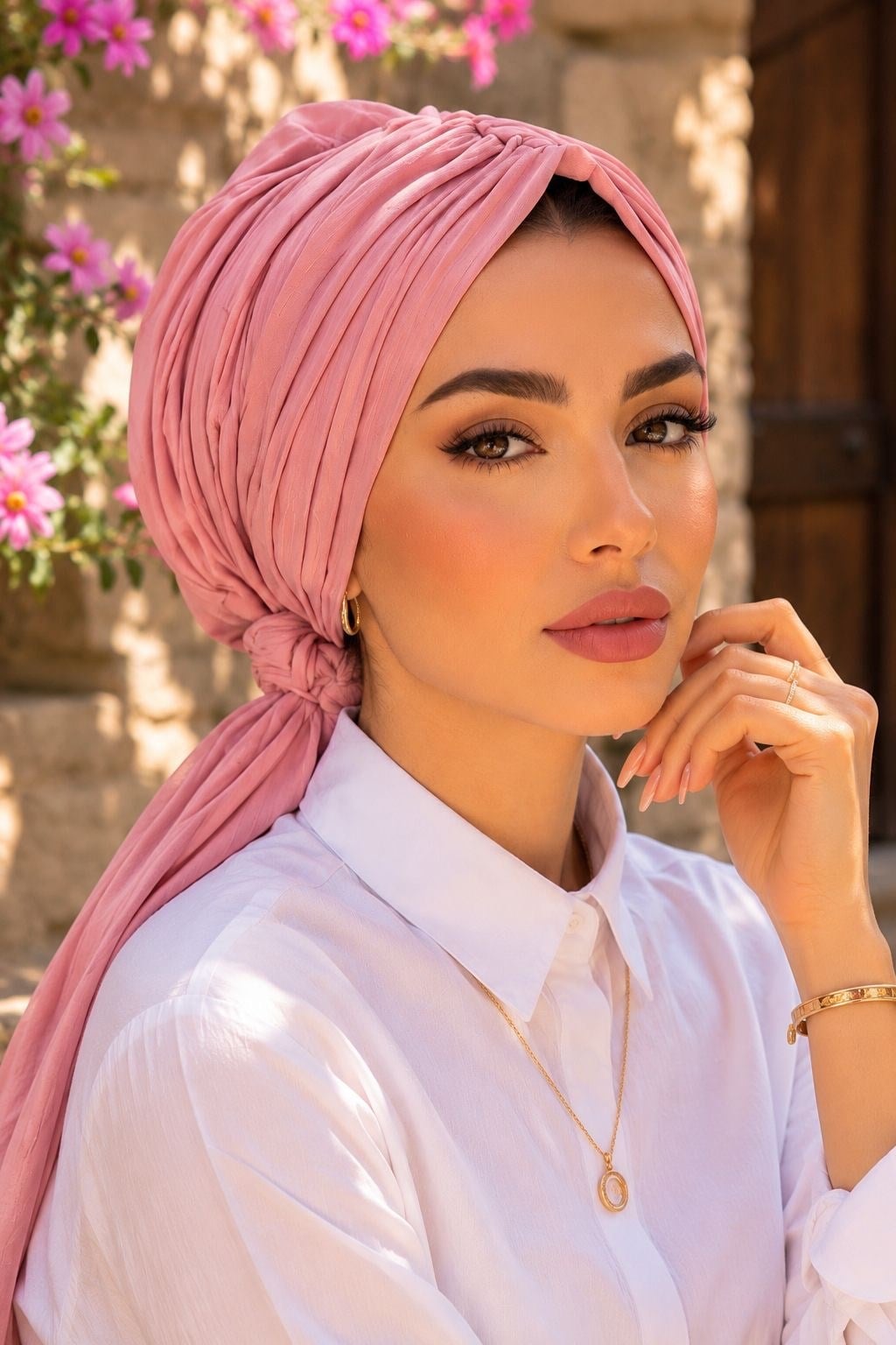 Pudra Piliseli Hazır Başlık & Tokalı Bone