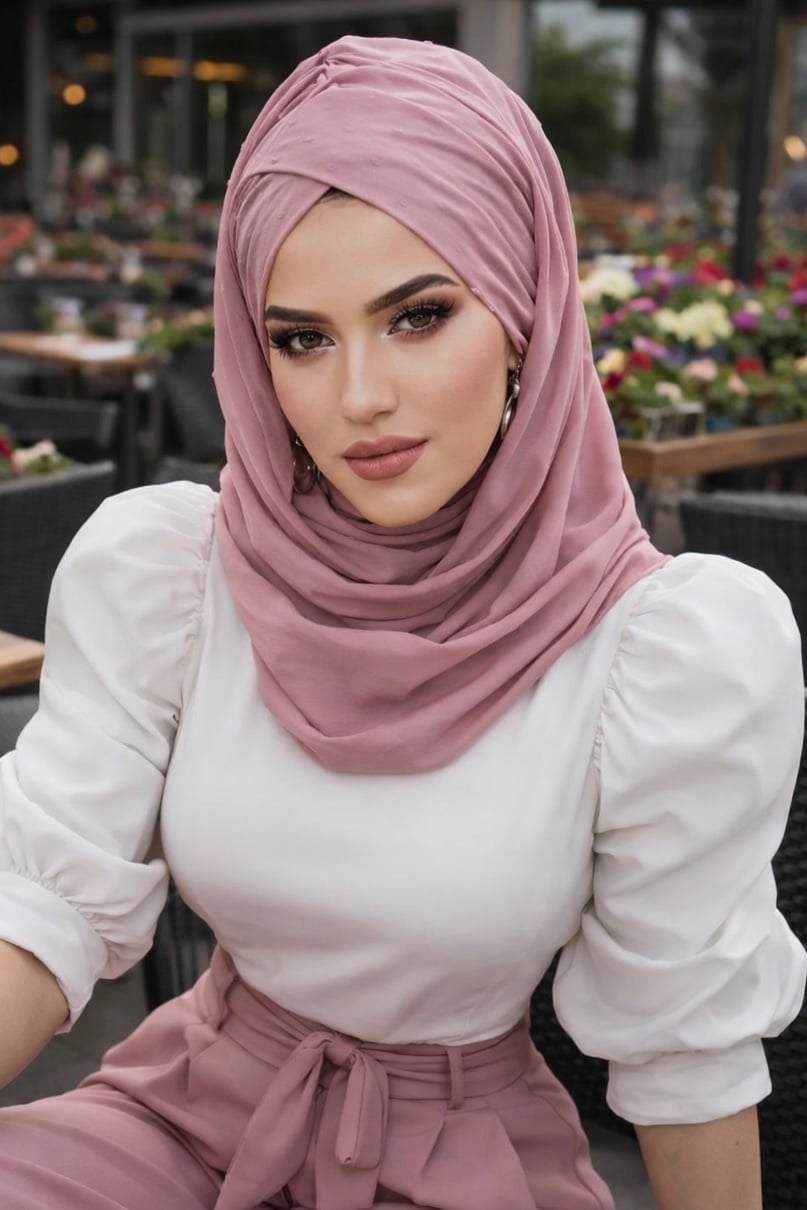 Pudra Ponpon Çapraz Bantlı Hazır Şal