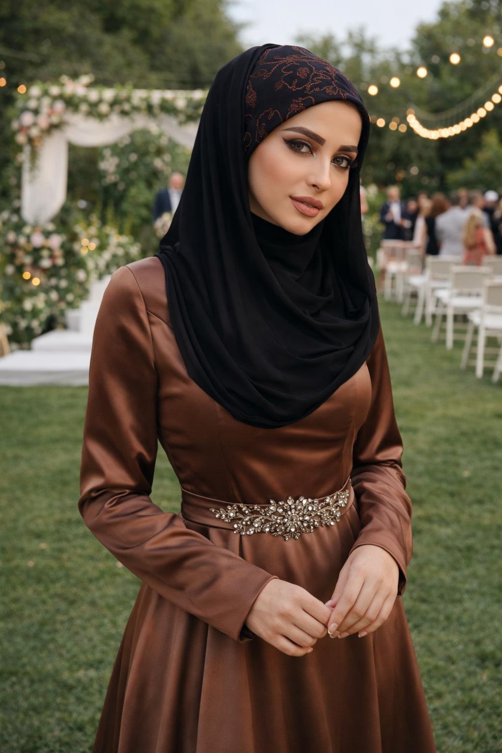 Siyah Bakır Işıltılı Hazır Bandana Şal